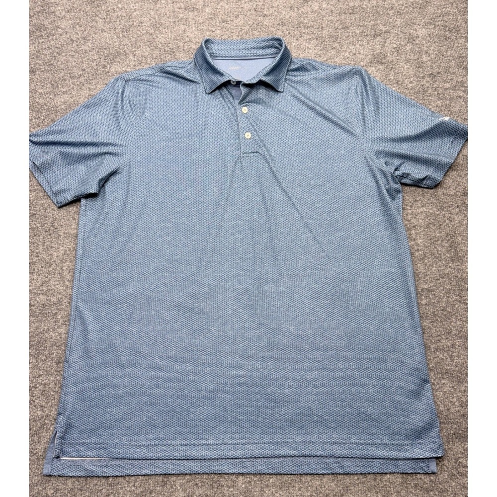 Johnnie-O Men Blue Geometric Scale Performance Golf Polo Shirt Large Meadowbrook